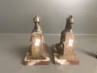 French Art Deco Brass Griffen on Marble Base Bookends - 2