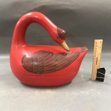 Carved Laquerware Goose Box