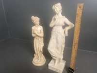 2x Grecian Lady Resin Statues - 2