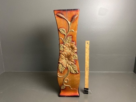 Large Ceramic Floor Vase with Decorative Flowers