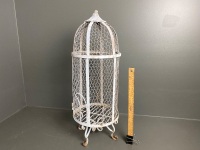 Scrolled Metal and Netting Bird Cage - 2