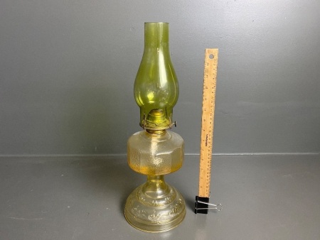 Yellow Pressed Glass Eagle Oil Lamp 