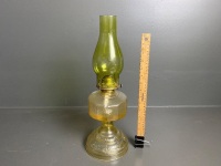 Yellow Pressed Glass Eagle Oil Lamp 