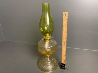 Yellow Pressed Glass Eagle Oil Lamp  - 2