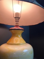 Pair Citrus Porcelain Table Lamps on Speckle Featured Pedestal Base with Floral Shade (Choice Lot 73,74) - 4