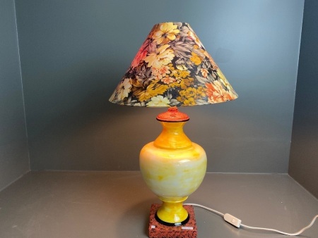 Citrus Porcelain Table Lamp on Speckle Featured Pedestal Base with Floral Shade (Choice Lot 73,74)