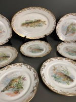 Porcelain De Berry Limoges Fish Serving 12 Plate Set with Platter - 3