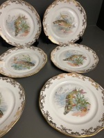 Porcelain De Berry Limoges Fish Serving 12 Plate Set with Platter - 4