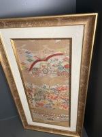 Japanese Silk Fabric from Kyoto - Heisei Period - Framed and Glazed - 2