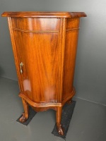 Bow front drinks cabinet polished wood carved feet - 2