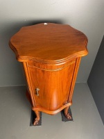 Bow front drinks cabinet polished wood carved feet - 3