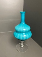 Turquoise glass vase centrepiece - 2