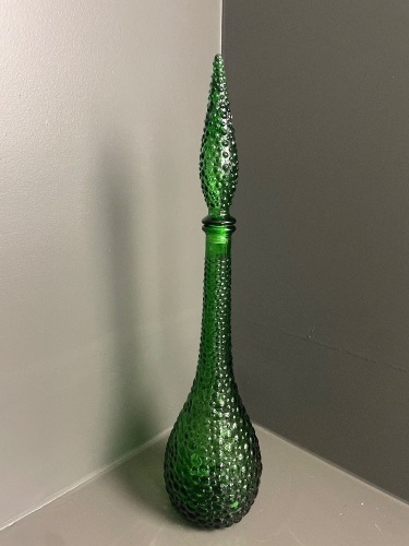 Emerald green bubble glass Italian Genie Bottle 