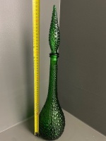 Emerald green bubble glass Italian Genie Bottle  - 2