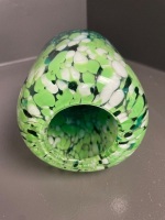 Green shaded crackle glass vase - 5