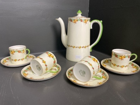 Aynsley coffee set for 4 with pot c1920-1930