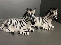 2 Ceramic Zebra Figurines Japan