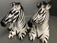 2 Ceramic Zebra Figurines Japan - 4