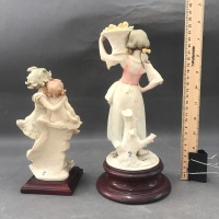 Giuseppe Armani Figurine Girl Florence With Basket On Shoulder c1982 & "Don't Worry" Girls Figurine c1986 - Unboxed - 3