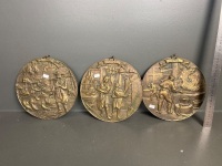 3 x European Brass Plaques