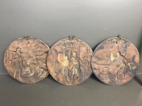 3 x European Brass Plaques - 5