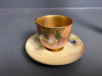 Royal Worcester Painted Fruit Pattern Cup and Saucer - Signed B. Cox (Saucer), unsure of signature on cup - 2