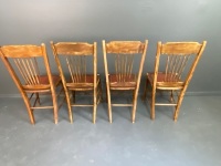 4 Antique Spindle Backed Chairs with Emu Pattern - Marked RD253 - 5