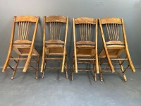 4 Antique Spindle Backed Chairs with Emu Pattern - Marked RD253 - 6