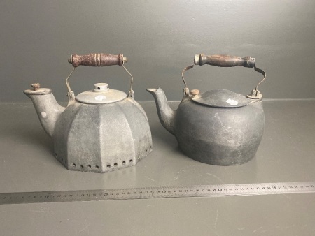 2 Vintage Cast Alloy Kettles