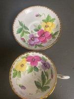 3 Bone China Cup/Saucer Sets inc. Rare Hand-painted and Gilded Royal Worcester Trailing Roses C1929, Hand Painted Floral and Gilded Tuscan C1947 and  Ainsley/Coalport Breakfast C1920-30 - 3