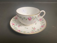 3 Bone China Cup/Saucer Sets inc. Rare Hand-painted and Gilded Royal Worcester Trailing Roses C1929, Hand Painted Floral and Gilded Tuscan C1947 and  Ainsley/Coalport Breakfast C1920-30 - 5