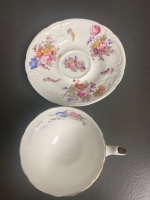 3 Bone China Cup/Saucer Sets inc. Rare Hand-painted and Gilded Royal Worcester Trailing Roses C1929, Hand Painted Floral and Gilded Tuscan C1947 and  Ainsley/Coalport Breakfast C1920-30 - 9