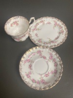 3 Vintage China Triplets inc. -Harleigh- Blue Floral & Gilded C1950, Royal Albert -Dimity Rose- Floral and Gilded C1950s and Eric Bain Foley Floral, Gilded & Scalloped C1940s - 9