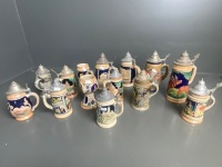 12 Beer Steins & 2 Mugs