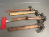 Lot of Hammers (2x Claw, 2x Ball Pein) + Hytest Hatchet - 2