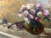 Wolfgang Lämmle signed oil on board “ Violin and Vase” - 4