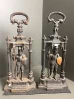 Pair Cast Iron Door Stops with Military Figure Incorporated