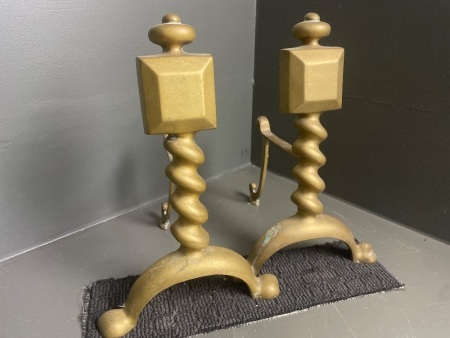 Pair Brass Fire Dogs