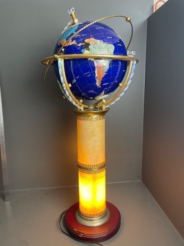 Electric spinning globe on pedestal