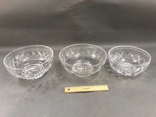 3 Stuart Crystal Fruit Bowls - All Signed