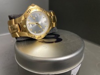 Mens Gold Guess Sport WR-100 Quartz Watch (unused) in Case with Extra Links - new battery fitted