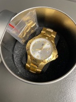 Mens Gold Guess Sport WR-100 Quartz Watch (unused) in Case with Extra Links - new battery fitted - 4