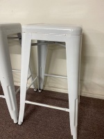 3 x white metal stools - 2