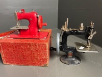 2 x miniature hand sewing machines