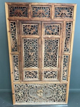 Hand carved Asian window panel large 1550mm tall