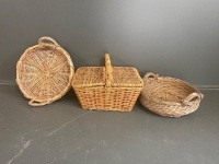 Selection of Three Cane Baskets