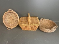 Selection of Three Cane Baskets - 2