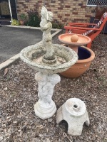 White Cupid Bird Bath / Fountain - 3