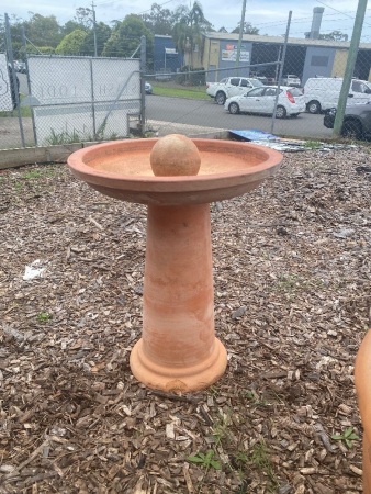 Terracotta Bird Bath with Ball