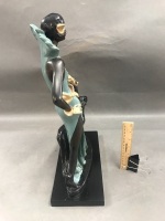 Art Deco Style Figurine of Masked Lady with Black Panther - As Is - 4